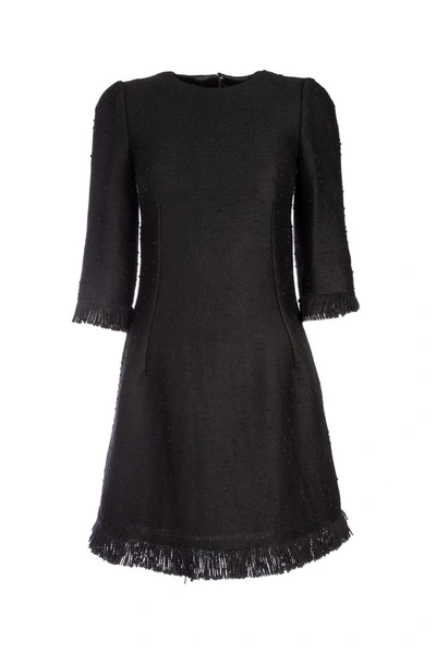 Dolce & Gabbana Mini Dress With Lace Insert In Black
