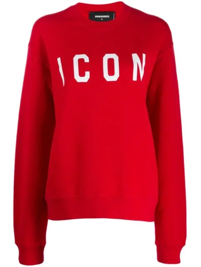 Dsquared2 Printed Icon Sweatshirt In Red,white