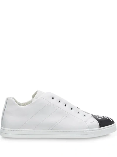 Fendi Low-top Slip-on Sneakers In White,black