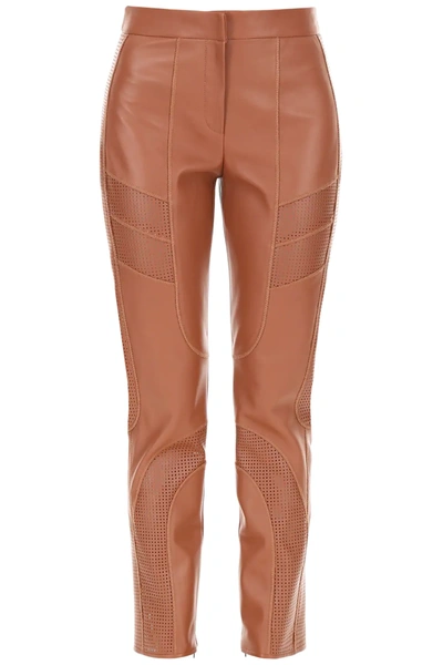 Fendi Leather Trousers In Brown
