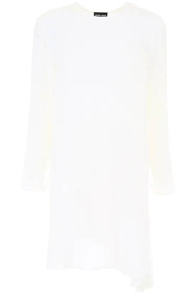 Giorgio Armani Silk Tunic Shirt In Bianco