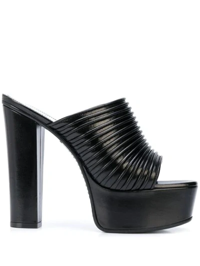 Givenchy Women's Ribbed Platform Leather Mules In Black