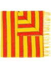 Kenzo Wool Striped Scarf In Yellow,red,green