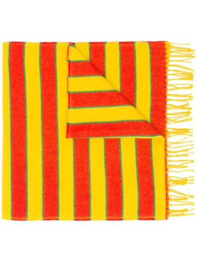 Kenzo Wool Striped Scarf In Yellow,red,green