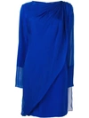 Lanvin Draped Overlay Dress In Blue