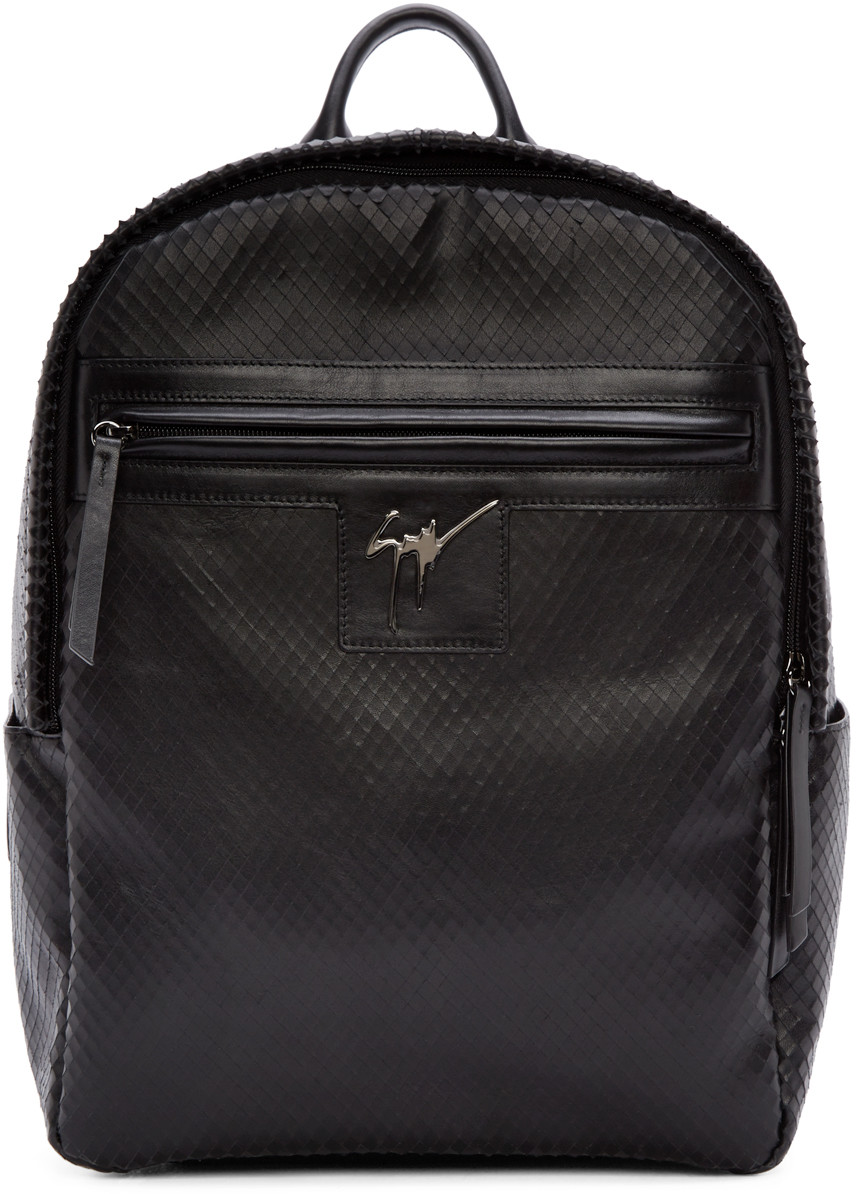 Giuseppe Zanotti Black Scored Leather Backpack | ModeSens