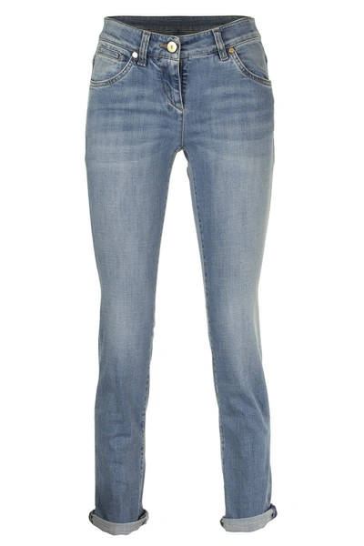 Brunello Cucinelli Light Denim Trousers Stretch Denim Five-pocket Slim Fit Trousers In Light Blue Denim