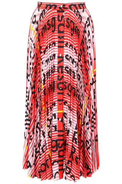 Msgm Resort Full Skirt In Red,black,white