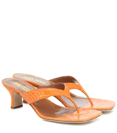 Paris Texas Croc-effect Leather Thong Sandals In Orange