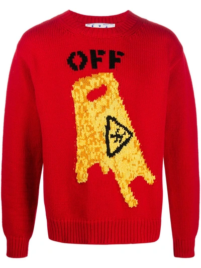 Off-white Pascal Jumper With Contrasting Intarsia In Red