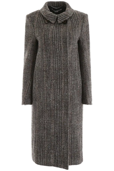 Stella Mccartney Chevron Wool Coat In Black