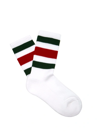 Gucci Stretch Cotton Socks With Web Detail In White