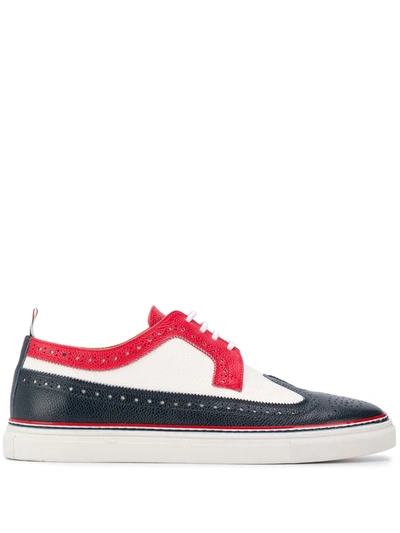 Thom Browne Longwing Brogue Sneakers In White,red,blue