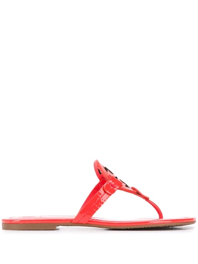 Tory Burch Logo Plaque Sandals In Red