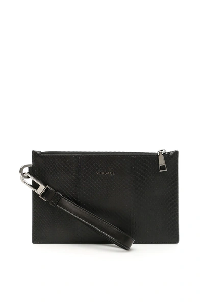 Versace Ayers Pouch In Nero Rutenio