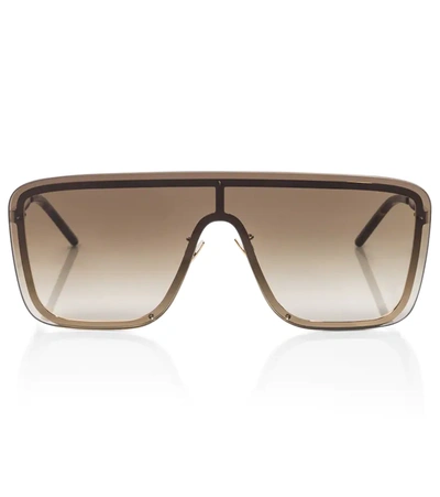 Saint Laurent Mask Shield Mirrored Sunglasses In Gold