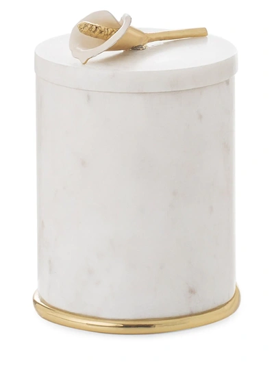 Michael Aram Calla Lily Round Marble, Natural Brass & White Enamel Container