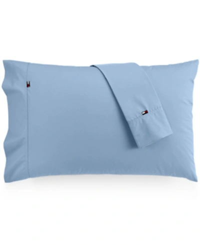Tommy Hilfiger Solid Core Pair Of Standard Pillowcases Bedding In Light Blue