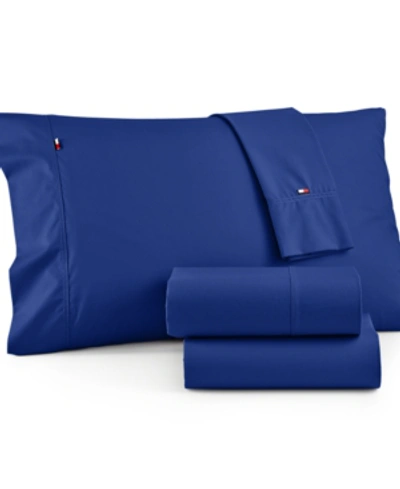 Tommy Hilfiger Solid Core Twin Sheet Set Bedding In Dark Blue