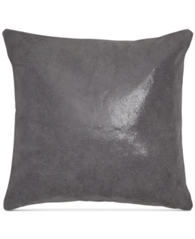 Donna Karan Home Moonscape Reversible Leather Charcoal 16" Square Decorative Pillow Bedding