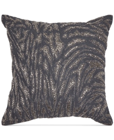 Donna Karan Home Moonscape Charcoal Beaded 18" Square Decorative Pillow Bedding
