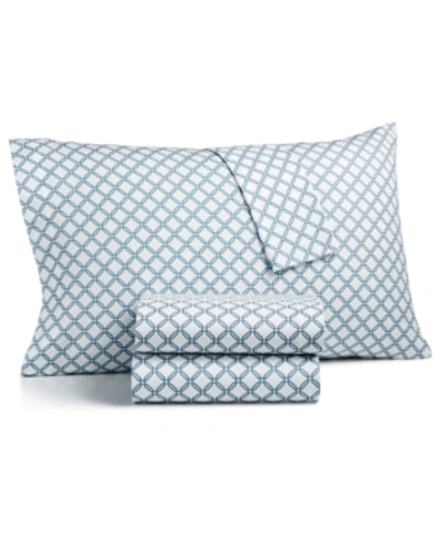 Sanders Printed Microfiber 3 Pc. Sheet Set, Twin, Created For Macy's In Hansen Blue