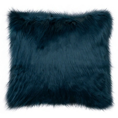 French Connection Sheepskin 22" Square Faux Fur Decorative Pillows Bedding In Blue