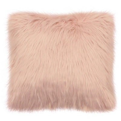 French Connection Sheepskin 22" Square Faux Fur Decorative Pillows Bedding In Blush