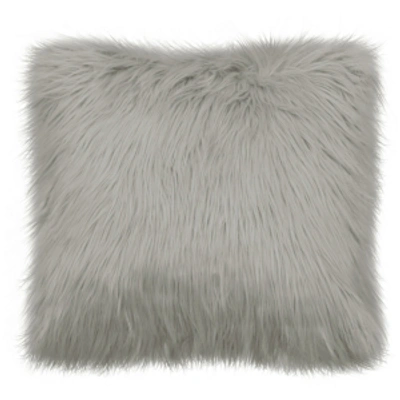French Connection Sheepskin 22" Square Faux Fur Decorative Pillows Bedding In Light Grey