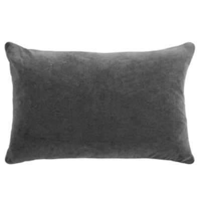French Connection Liam Velvet "16 X 24" Decorative Throw Pillows Bedding In Dark Grey
