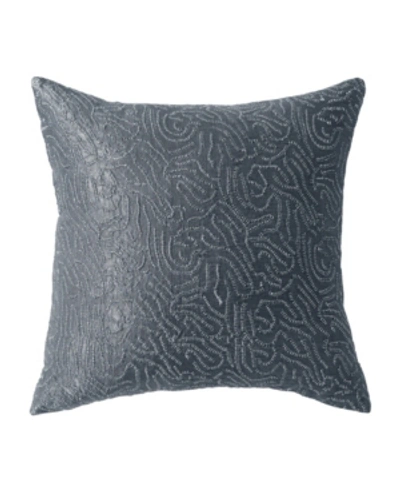 Donna Karan Current 18 Square Metallic Sashiko Decorative Pillow Bedding In Grey