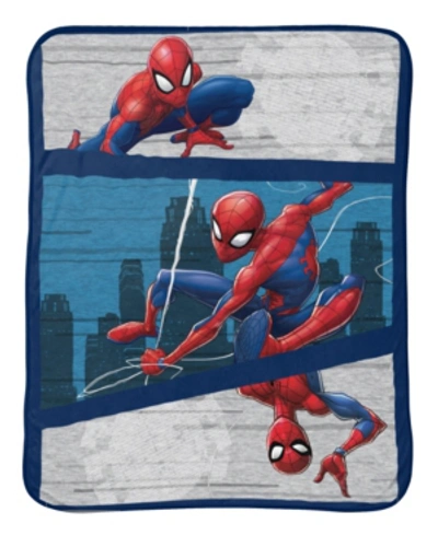 Marvel Spiderman City Swinger Baby Sherpa Throw Bedding In Multi