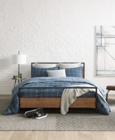 Kenneth Cole Holden Grid King Comforter Set Bedding In Indigo