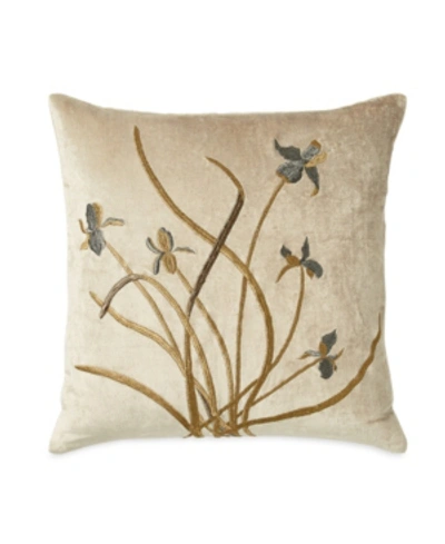 Michael Aram Iris Embroidered Velvet Decorative Pillow 18 X 18 Bedding In Linen