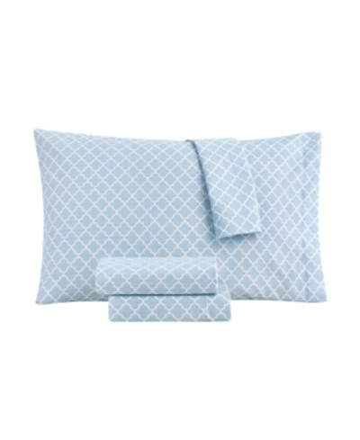 Sanders Sander Home Fashion 3 Piece Full Size Printed Microfiber Sheet Set Bedding In Geo Blue