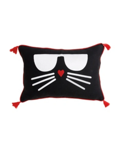 Karl Lagerfeld Choupette Decorative Pillow, 18" X 12" Bedding In Black