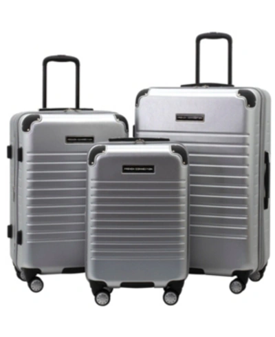 French Connection 3-pc. Ringside Expandable Hardside Luggage Set In Silver