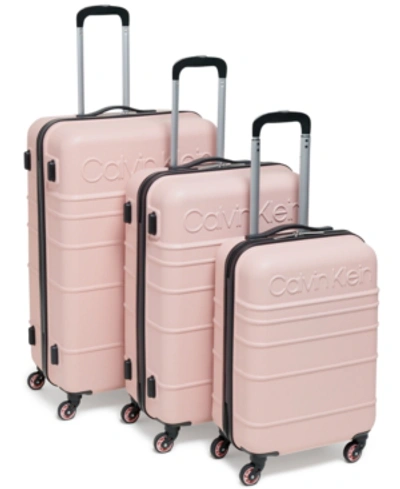 Calvin Klein Fillmore Hard Side Luggage Set, 3 Piece In Silver Pink