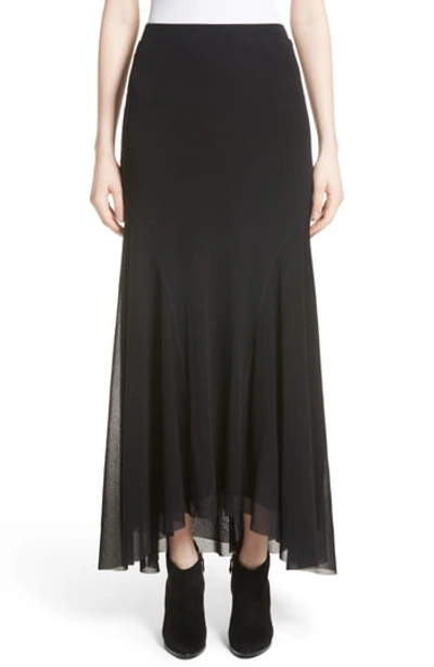 Fuzzi Asymmetric-hem Tulle Maxi Skirt, Black In Nero