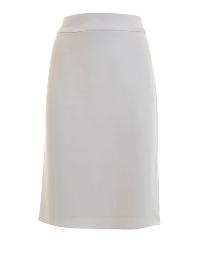 Armani Collezioni Rear Vent Crepe Sheath Skirt In White