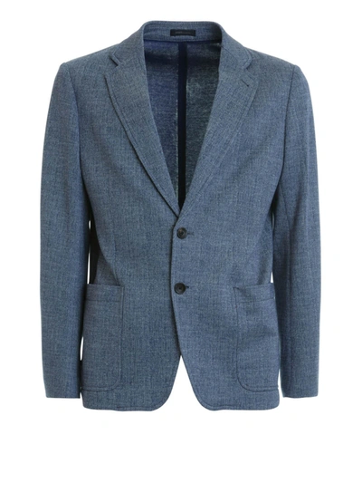 Armani Collezioni Cotton Unstructured Blazer In Blue