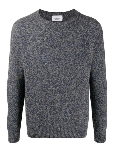 Dondup Mélange Wool Blend Sweater In Grey In Blue