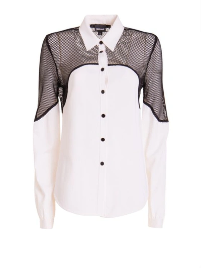 Just Cavalli Contrasting Panel Shirt In White And Black
