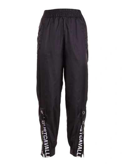 Just Cavalli Nylon Trousers With Metal Sails In Black