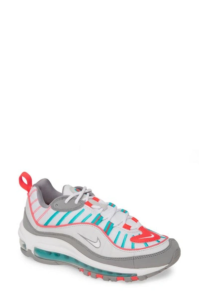 Nike Air Max 98 Sneaker In Particle Grey/ White/ Crimson