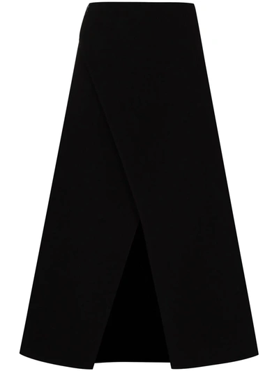 Givenchy Wraparound-style Midi Skirt In 001 - Black
