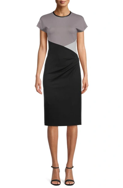 Anne Klein Colorblock Ponte Dress In Anne Black Combo