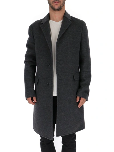 Prada Single Breasted Coat In Grey