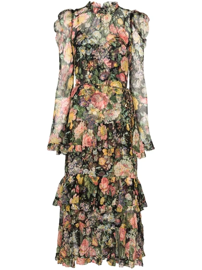 Zimmermann Ladybeetle Floral-print Puff-sleeve Dress In Multi