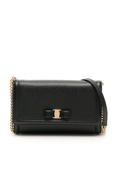 Ferragamo Grain Calfskin Vara Minibag In Black